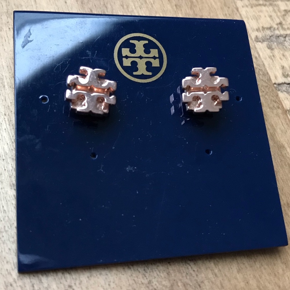 Tory Burch Rose Gold Small logo studs